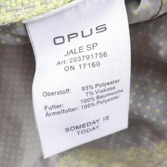 OPUS Size 40 Chartreuse Green Gray Tweed Jale SP Zip Front Moto Jacket Blazer - Picture 8 of 12